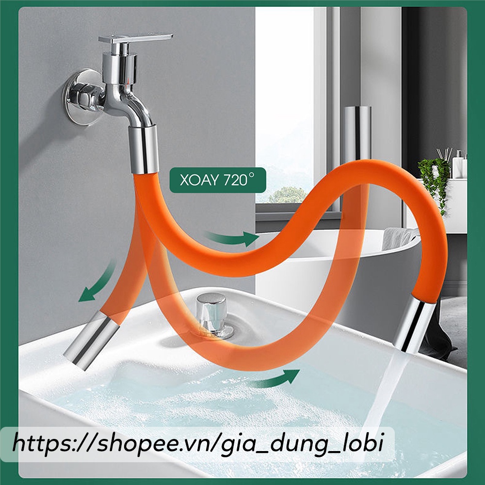 ống nối dài vòi nước phi 21mm linh hoạt xoay 720° theo mọi hướng, ống nước mở rộng silicone