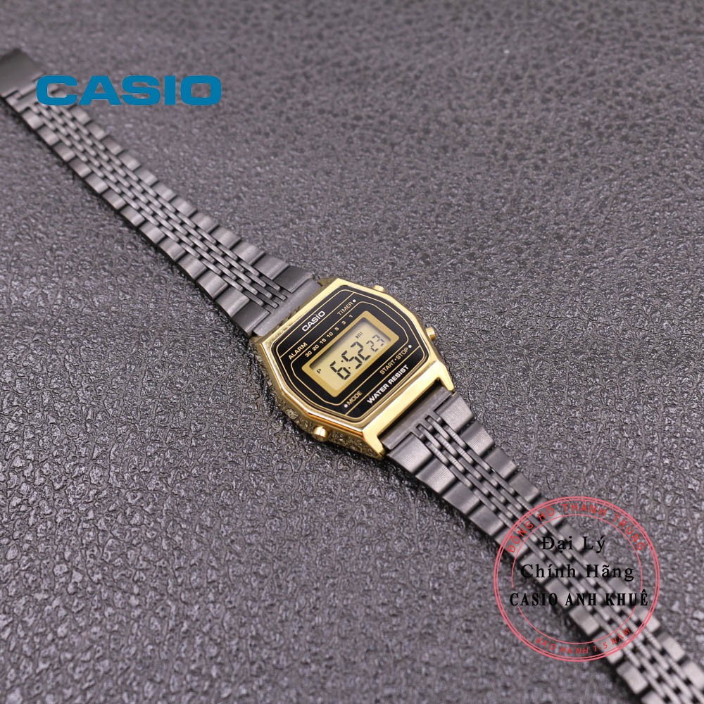Đồng hồ điện tử nữ Casio LA690WGB-1DF dây kim loại