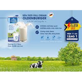 [SenXanh Emart] Thùng 12 Hộp Sữa Oldenburger 1L - Sữa Tươi Nguyên Kem - Sữa Đức