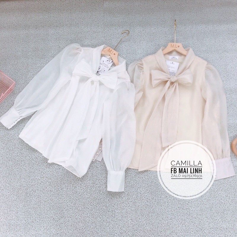 ⚡️SƠ MI⚡️Áo sơ mi nơ trước, tay đính 2 cúc ngọc | BigBuy360 - bigbuy360.vn