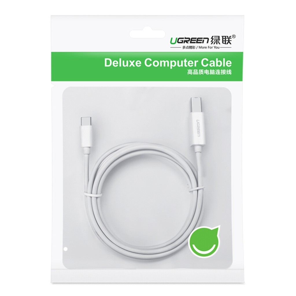 Cáp máy in sử dụng cho thiết bị hỗ trợ cổng USB Type C như MacBook, MateBook...dài 1-1.5m UGREEN US241