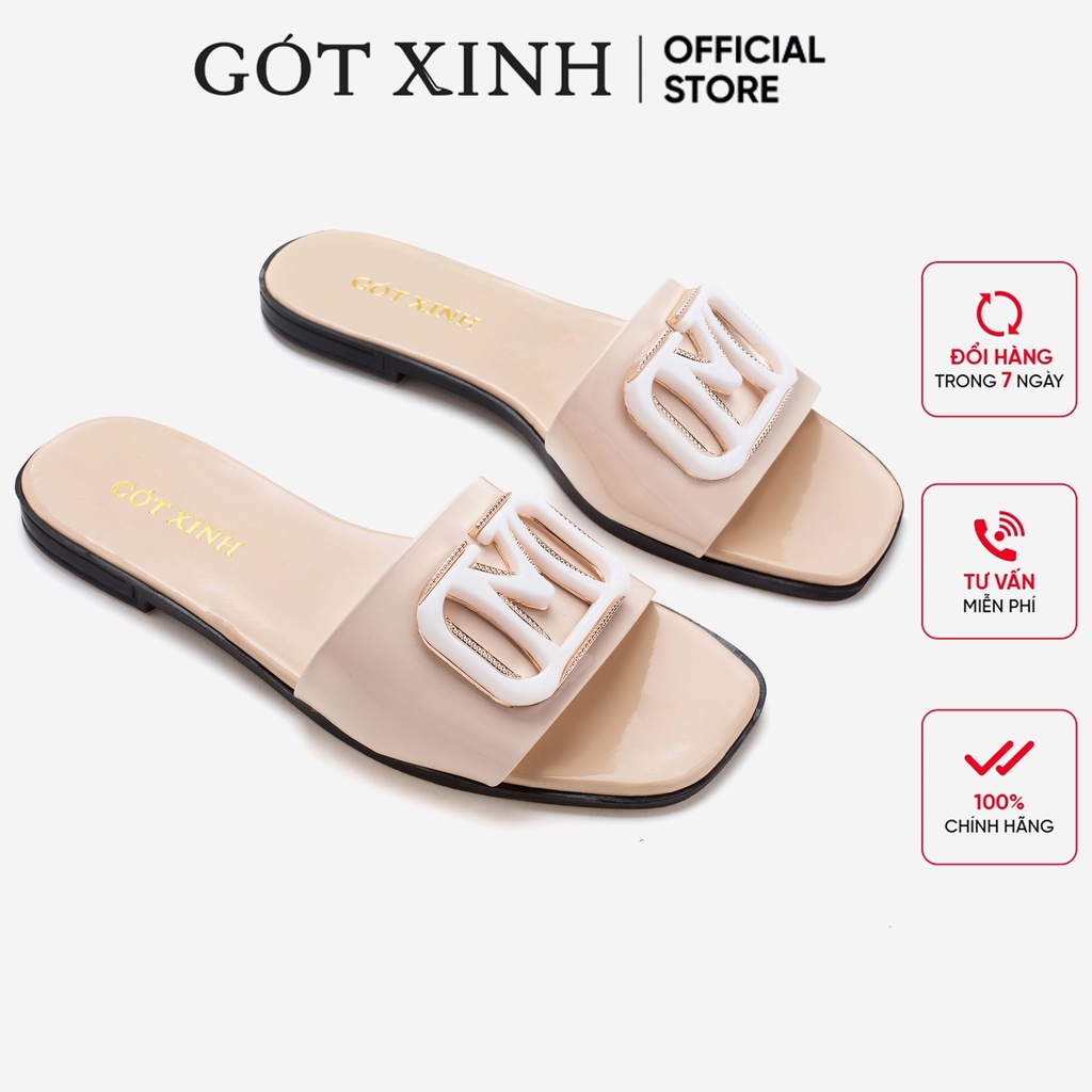 Dép nữ GÓT XINH D34 đế bệt quai ngang kiểu siêu xinh