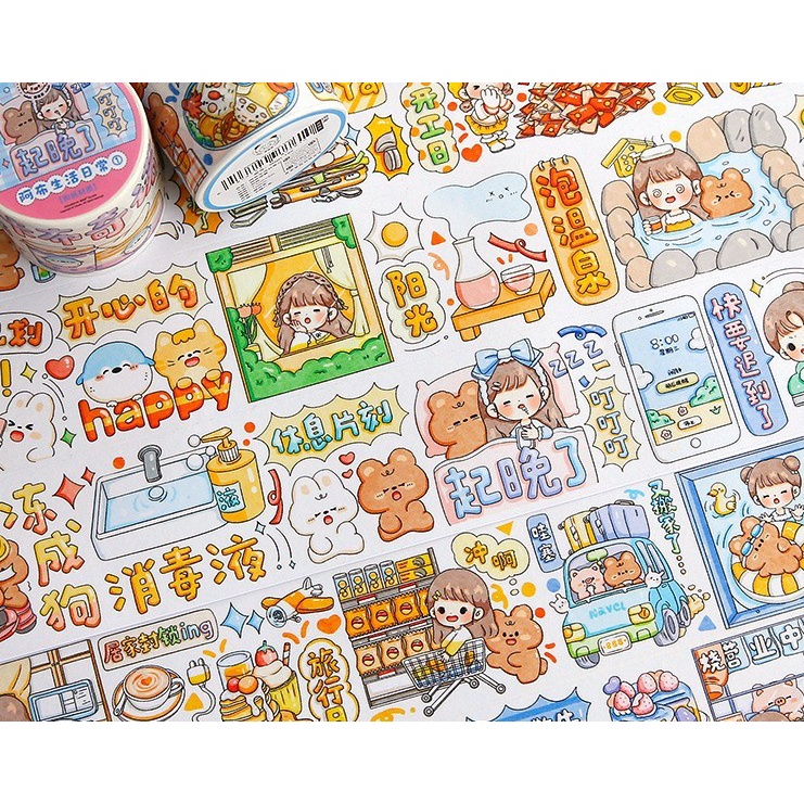 Cuộn washitape họa tiết Telado dễ thương, Chiết chu kỳ DoDoJam xinh xắn, sticker dán trang trí sổ tay