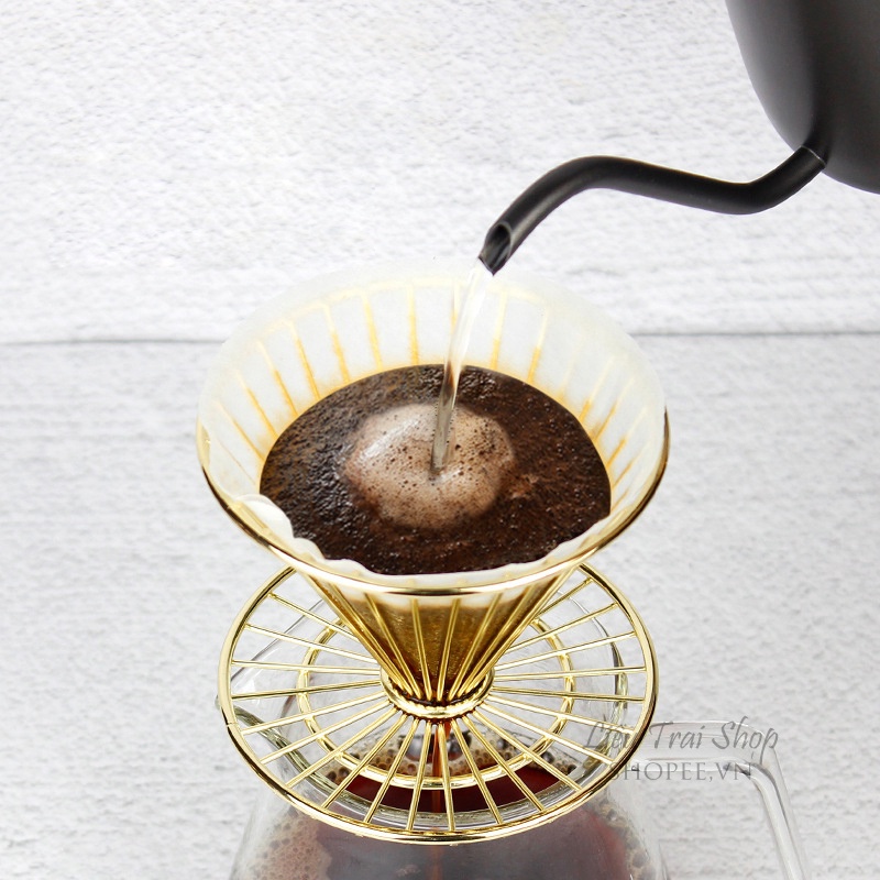 Phễu pha cà phê V60 pour over drip cafe giấy lọc inox 304 size nhỏ 1-2 người V01
