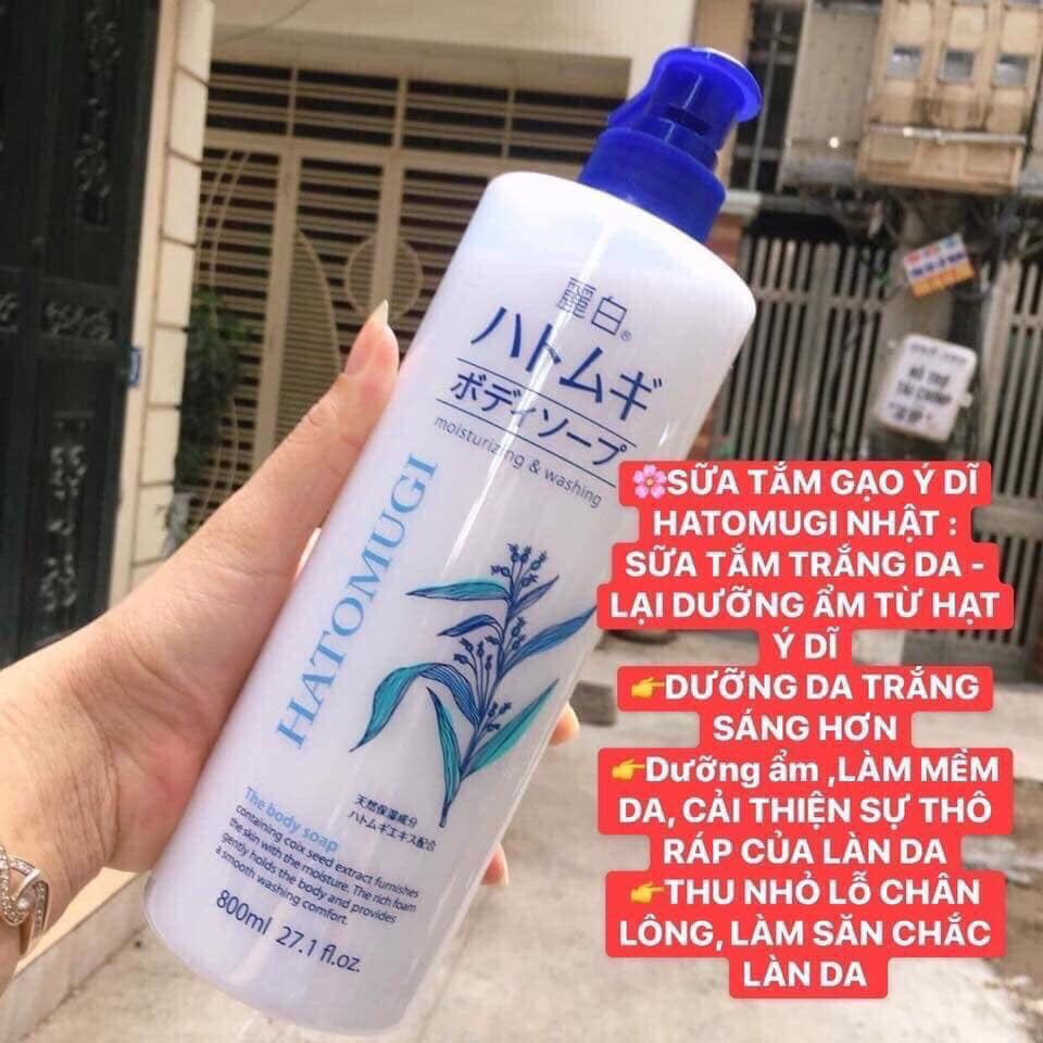 [Hàng Nhật Nội Địa] Sữa Tắm Trắng Da Hatomugi Hạt Ý Dĩ 800ml Nội Địa Nhật