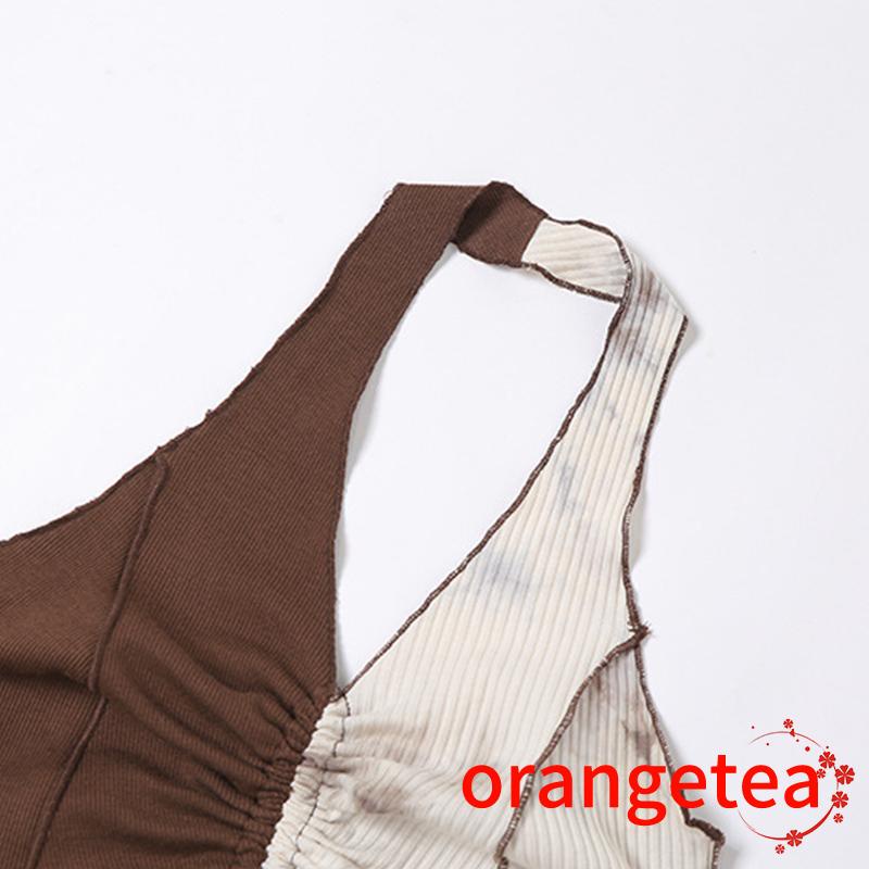 Women's Sleeveless Front Drawstring Color Block Camisoles