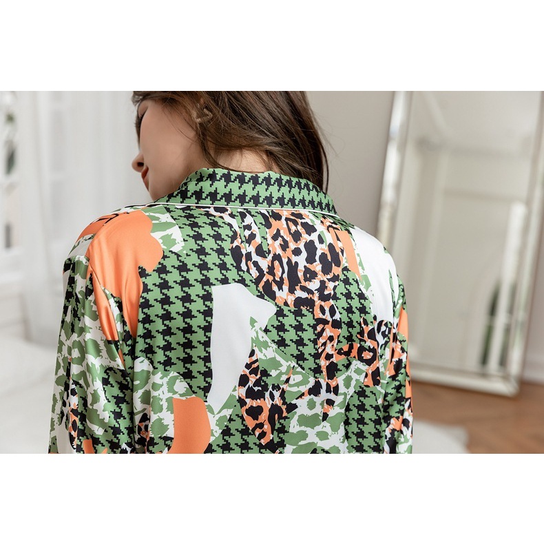 Bộ Đồ Ngủ Tay Dài Vải Lụa Mát Thời Trang Mùa Xuân Cho Nữ