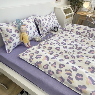 Bộ chăn ga gối cotton poly - Da beo tím.