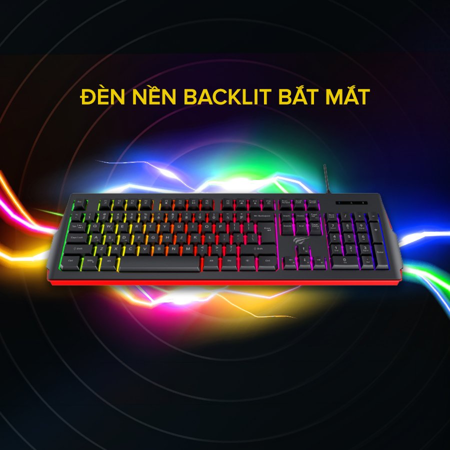 Bàn Phím Gaming HAVIT KB866L, 104 Phím, Led Backlit Rainbow, Thiết Kế Công Thái Học - Chính Hãng BH 12 Tháng Dizigear