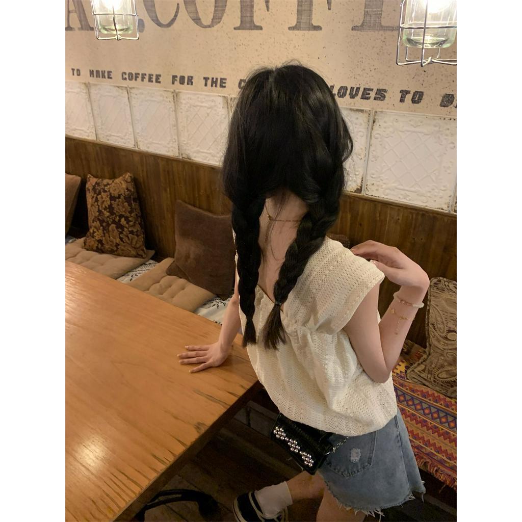 63343 Áo Vest Cổ Vuông Móc Ren Phong Cách Mới