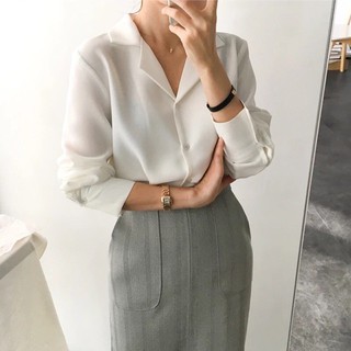 Áo Sơ Mi Lụa Cổ Vest_Phong Cách Tiểu Thư
