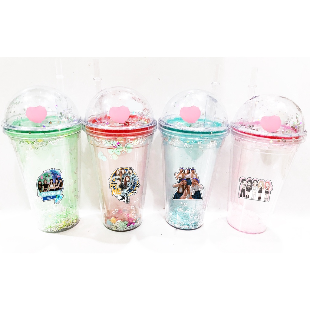 cốc 2 lớp kim tuyến GOT7 MAMAMOO ITZY RED VELVET khủng long nắp cầu CNCKI53 cốc giữ nhiệt ly 2 lớp nắp cầu cốc làm lạnh