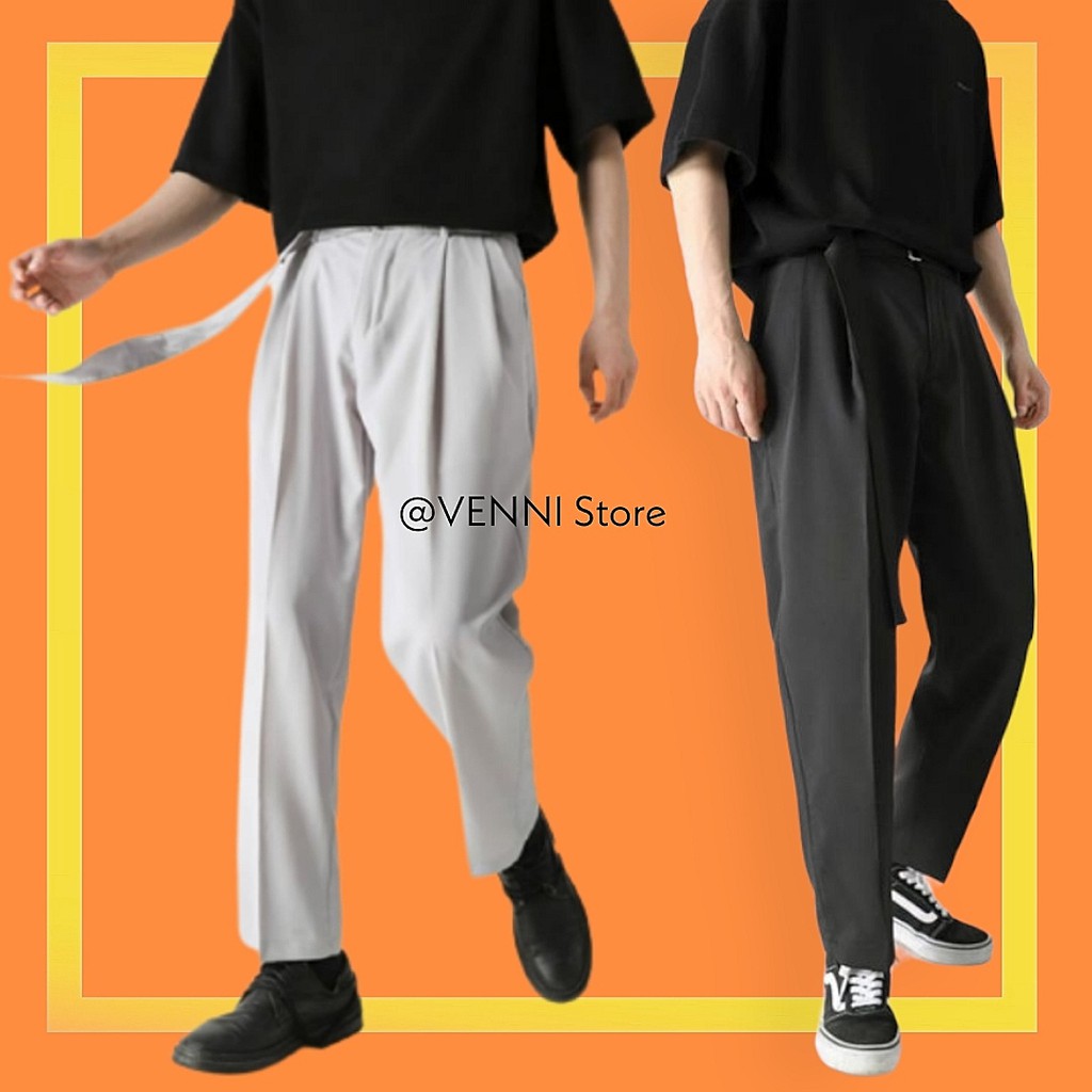 Quần baggy nam Quần baggy âu nam kèm đai Quần tây giá rẻ kiểu dáng unisex - QD003 VENNI | BigBuy360 - bigbuy360.vn
