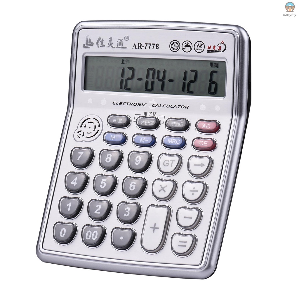Máy Tính Để Bàn Màn Hình LCD 12 Số Tích Hợp Đồng Hồ Báo Thức