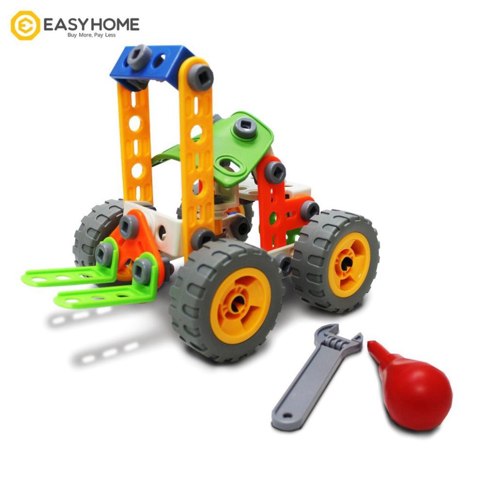 Đồ chơi phát triển kỹ năng Stem - Build&amp;Play - lắp ghép mô hình xe nâng 84 chi tiết Toyshouse J-7703