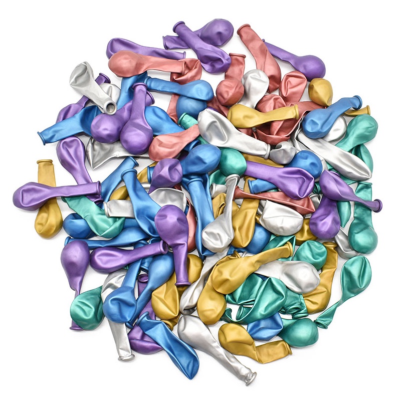 50 Bong Bóng Cao Su Kim Loại Bạc 5 Inch Trang Trí Tiệc