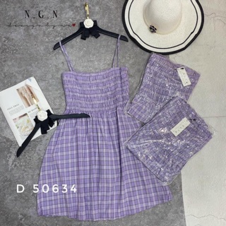 Đầm dây caro tím☂️