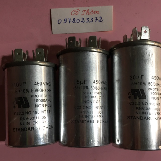 Tụ dầu ngâm 450vac - 10uf, 15uf, 20uf
