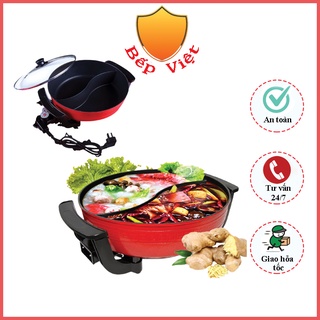Nồi lẩu điện 2 ngăn đa năng, nồi lẩu uyên ương dung tích 6L chống dính nhanh sôi thoải mái cho cả gia đình