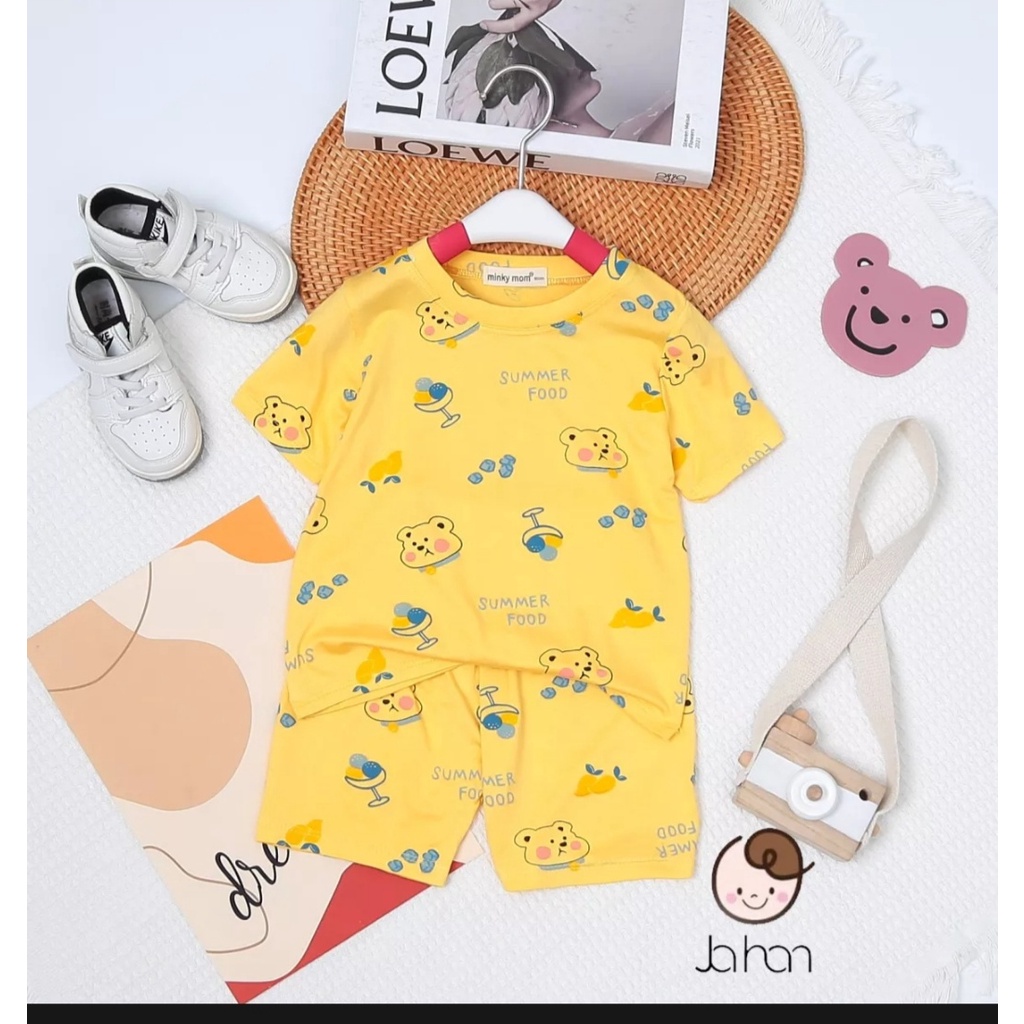 Bộ cộc tay chất thun lạnh in hình tràn thân siêu mềm mịn thoáng mát cho bé từ 5 – 16kg