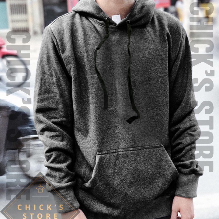 Áo khoác hoodie nỉ bông màu xám đậm | BigBuy360 - bigbuy360.vn