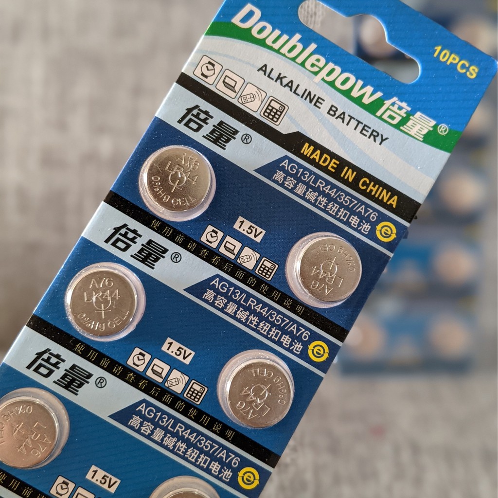 (Vỉ 10 viên/ 2 viên) Pin AG13 / LR44 / 357 / A76 dùng cho máy trợ thính thước kẹp điện tử máy tính Casio