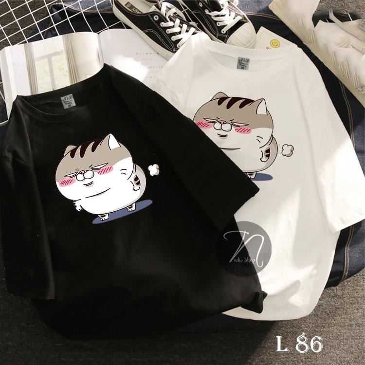 cotton in HÌNH ĐÁNG YÊU nhiều mẫu. Áo đôi nam nữ dáng rộng unisex đẹp. Áo hình dễ thương cute