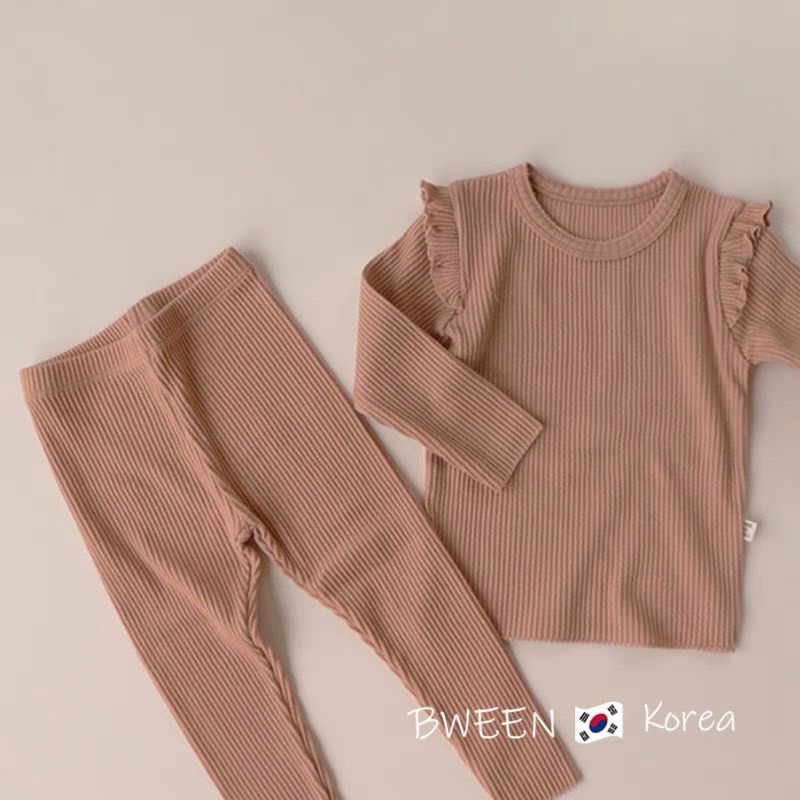 Đồ bộ bé gái chất tăm cotton Set bộ dài tay thu đông cho bé 1 2 3 4 5 6 tuổi