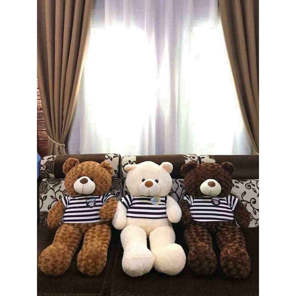 Gấu bông Teddy Cao Cấp khổ vải 1,2m Cao 1m màu trắng hồng hàng VNXK ( Màu kem )- Best Bear