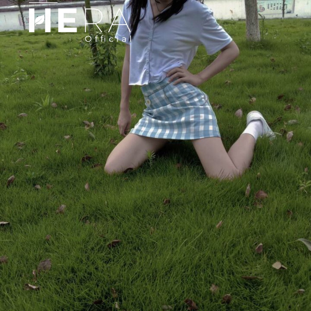 Chân váy chữ a ngắn lưng cao họa tiết sọc, caro, trơn. | BigBuy360 - bigbuy360.vn