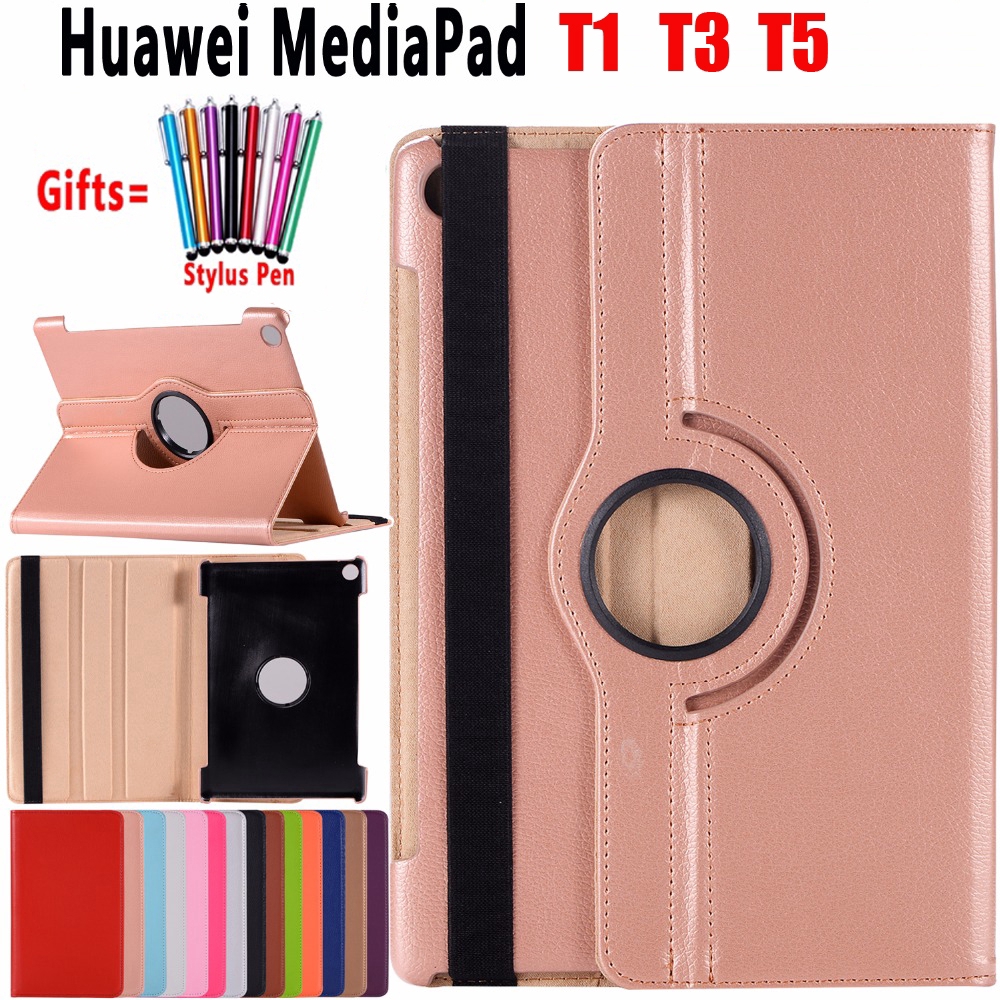 360 Rotating Case for Huawei Mediapad T1 7inch 8" 9.6"  Mediapad T3 T5 Smart  Flip Folding Stand PU Leather Tablet Funda Slim Hard Cover