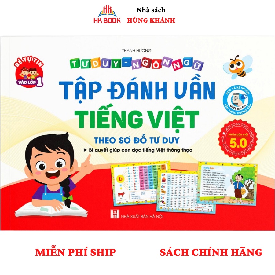 Sách - Tập đánh vần Tiếng Việt kèm file đọc Phiên bản 5.0 video hướng dẫn ghép vần phù hợp với bé 4-6 tuổi (1 cuốn)