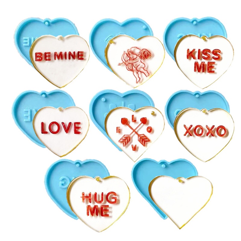 Khuôn Silicone Làm Móc Khóa Hình Trái Tim Tình Yêu DIY