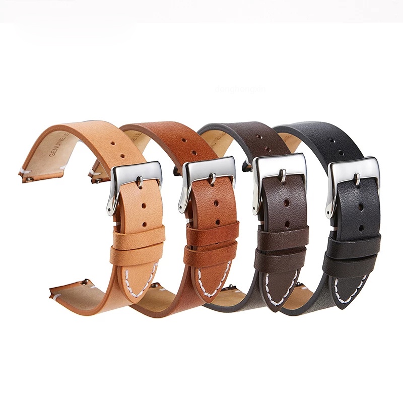 Dây Da Bò Đeo Đồng Hồ 16mm 18mm 20mm 22mm 24mm Phong Cách Retro
