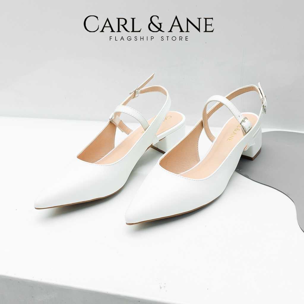 Carl &amp; Ane - Giày gót vuông mũi nhọn kiểu dáng thanh lịch cao 3,5cm màu nude - CL023