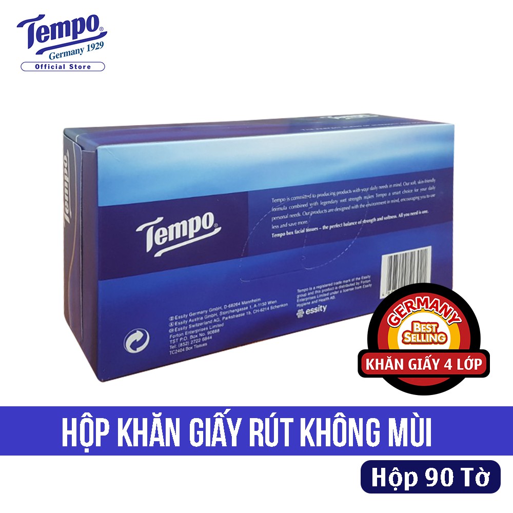 Hộp Khăn Giấy Rút 4 Lớp Với 2 Mùi Hương TEMPO - 90 Tờ/Gói