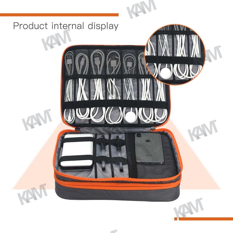 Kam Túi Đựng Dây Cáp Kỹ Thuật Số Hai Tầng Sức Chứa Lớn Đa Chức Năng Sắp Xếp Gọn Gàng Cho Ipad Tai Nghe Sạc