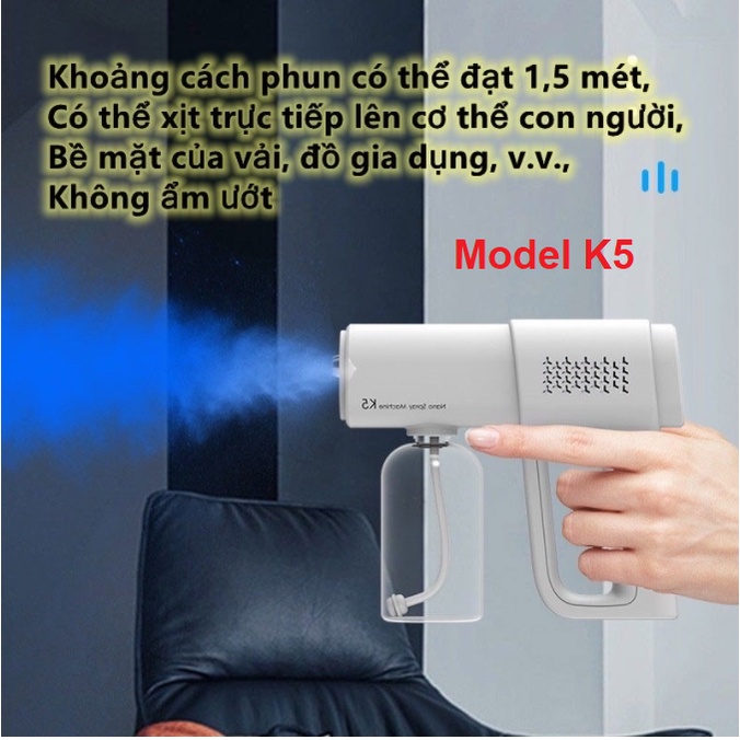 Máy Phun Sương, Tích Hợp Đèn UV Diệt Khuẩn 99% - Model K5 Cao Cấp - Làm Sạch Thơm Phòng - Bảo Hành 12 Tháng