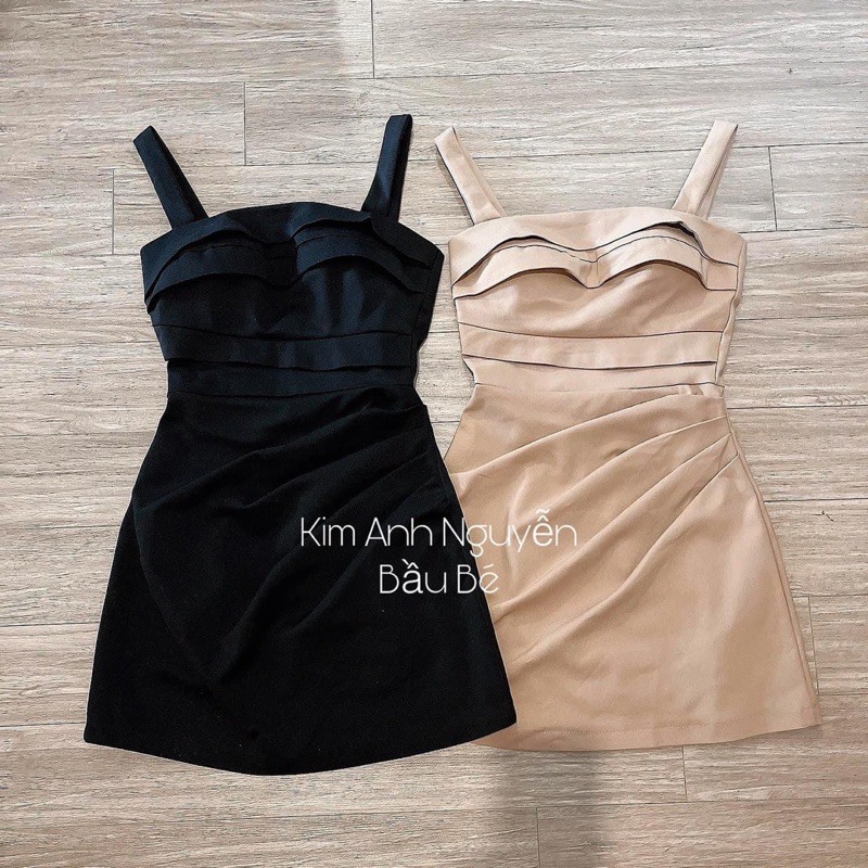 BÁN SỈ VÁY 2S THÔ XẾP LY NGỰC 2 MÀU ĐEN BE CHO NỮ