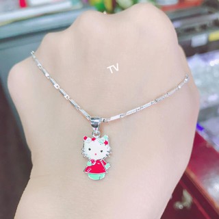 dây chuyền mặt mèo kitty bạc nguyên chất cho bé gái