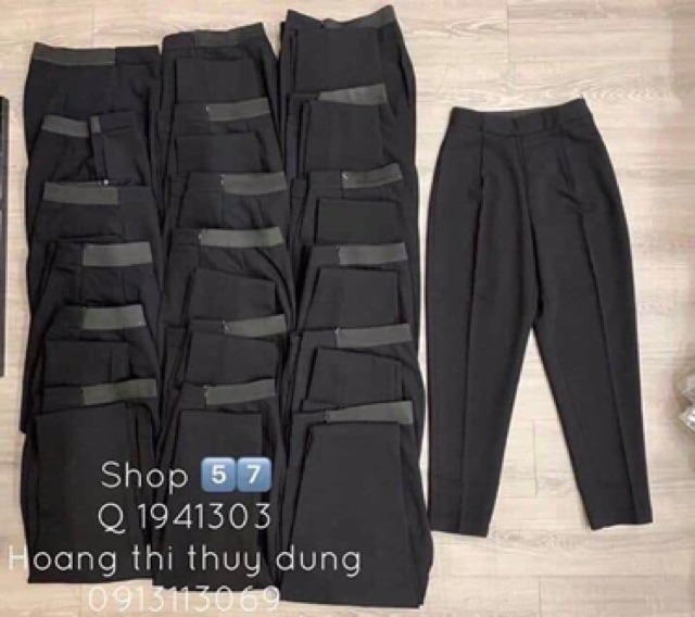 Quần Baggy Vải Nữ Cạp Cao Lưng Thun