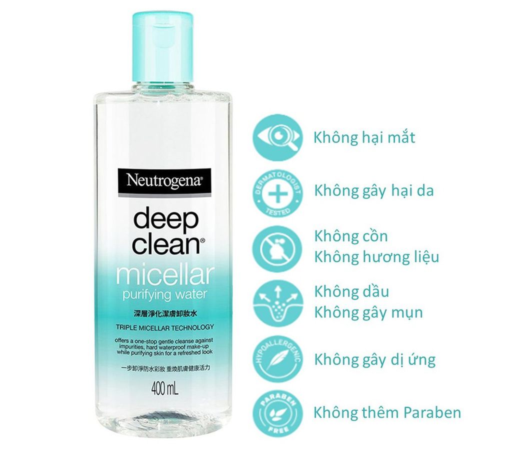 Nước Tẩy Trang Sạch Sâu Neutrogena Deep Clean Micellar Purifying Water 400ml