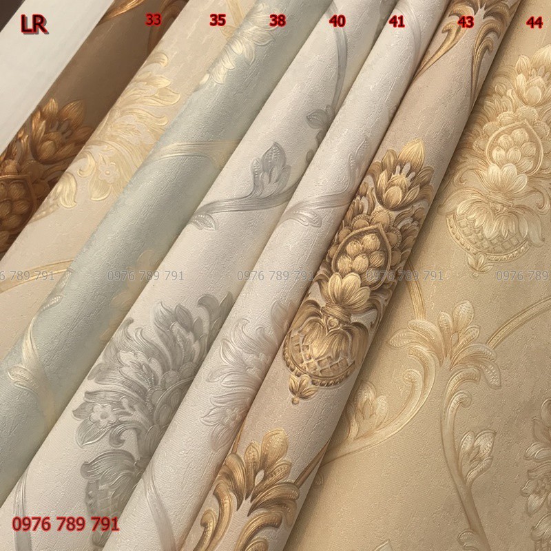 10m Giấy Dán Tường Hoa Văn Cổ Điển Cho Phòng Khách, Phòng Ngủ, Lụa Không Keo, Màu Nâu, Vàng, Xanh, Trắng Kem