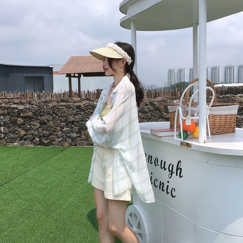 Áo sơ mi voan mỏng mặc khoác ngoài siêu đẹp