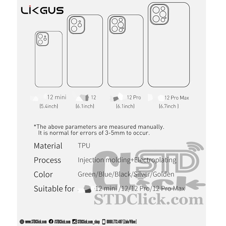 ỐP LƯNG IPHONE 12 PRO MAX - 12 PRO - 12 LIKGUS SILICON BẢO VỆ CAMERA CHÍNH HÃNG