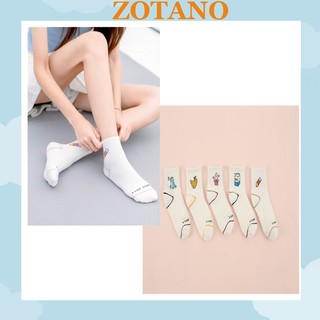 Vớ nữ Zotano cao cổ kiểu vintage hàn quốc họa tiết I Like TN60