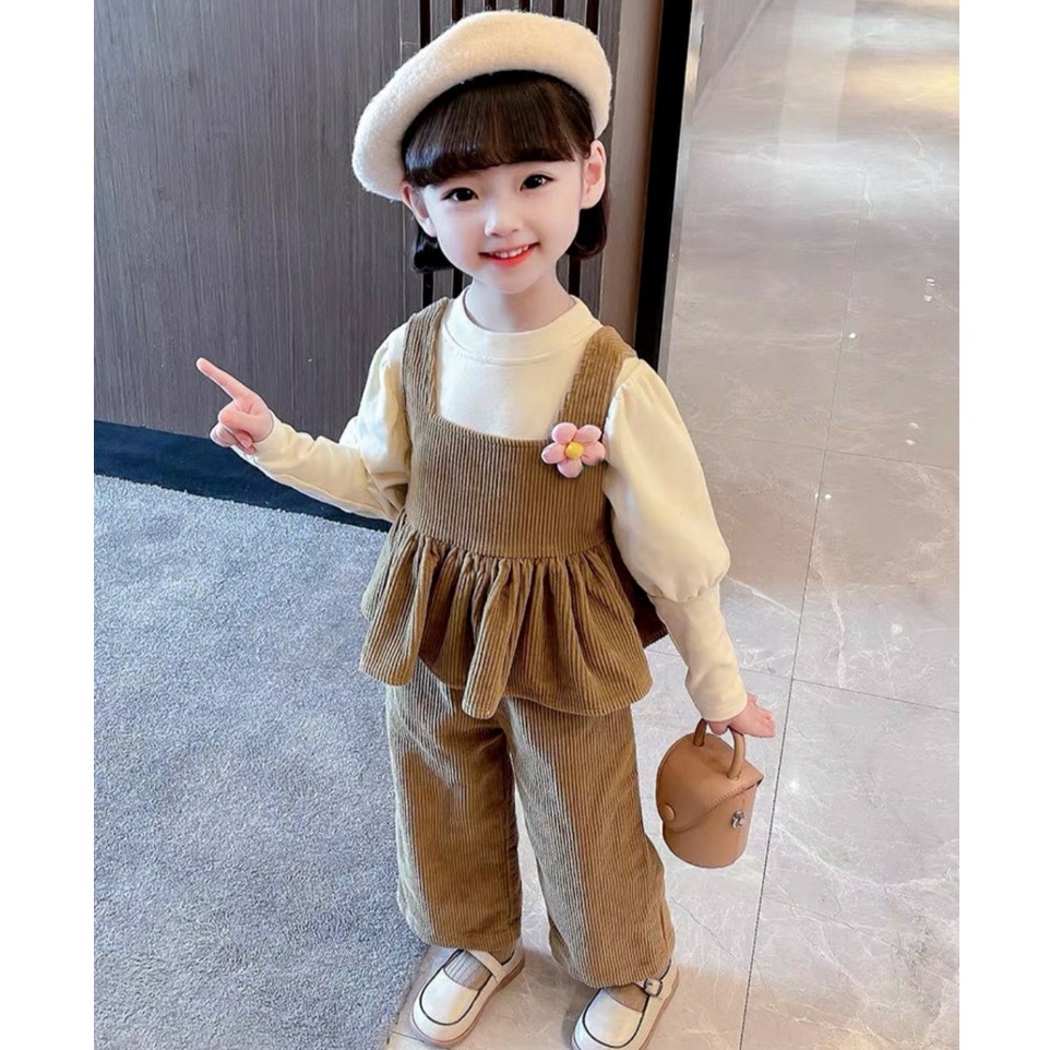 Set bộ bé gái nhung 3 chi tiết cho bé gái 8-22kg