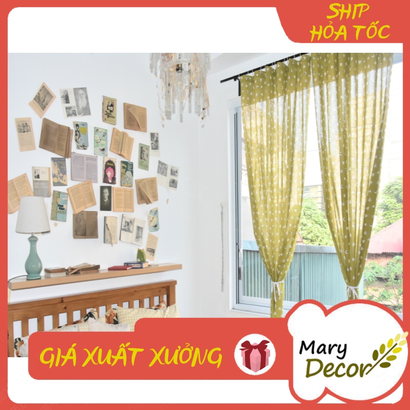 Rèm cửa sổ phòng ngủ chống nắng cao cấp, màn vải treo tường trang trí decor cửa chính Cake vàng R-C05