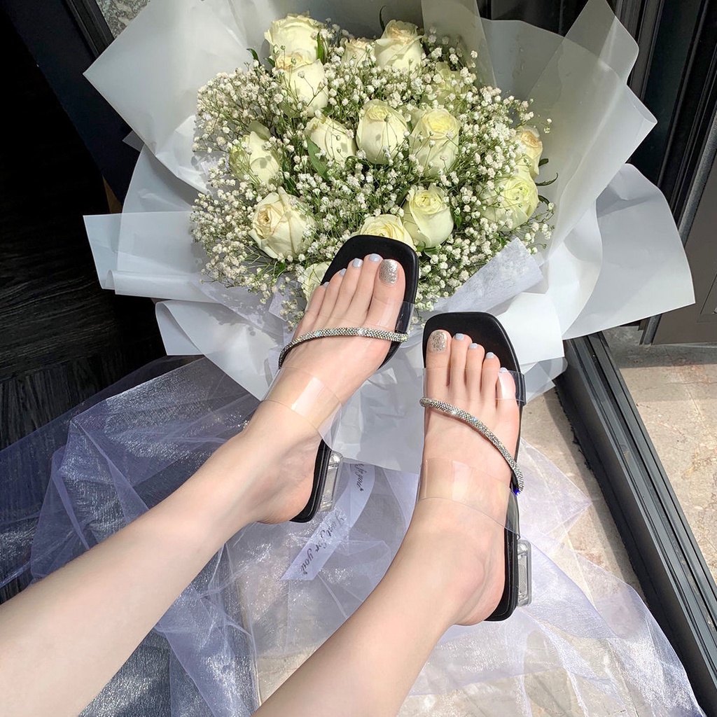 Hàng Mới Về Dép Cao Gót Sandal Quai Trong Suốt Thời Trang Dành Cho Nữ