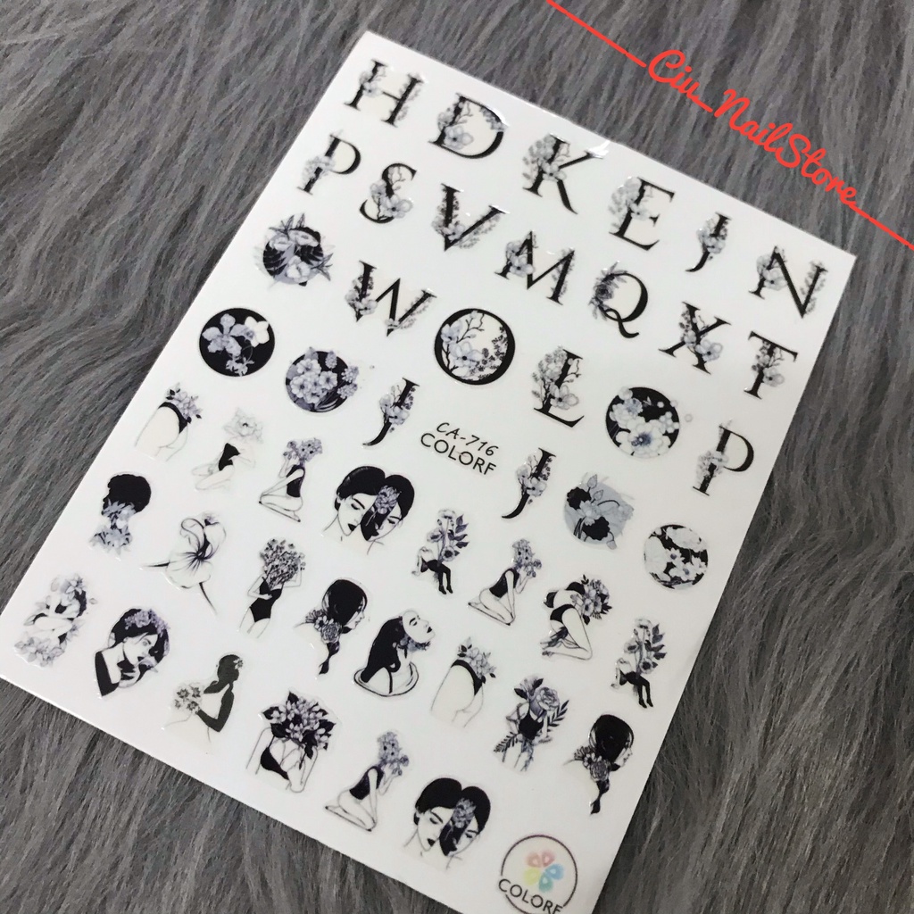 sticker dán móng tay chủ đề chữ